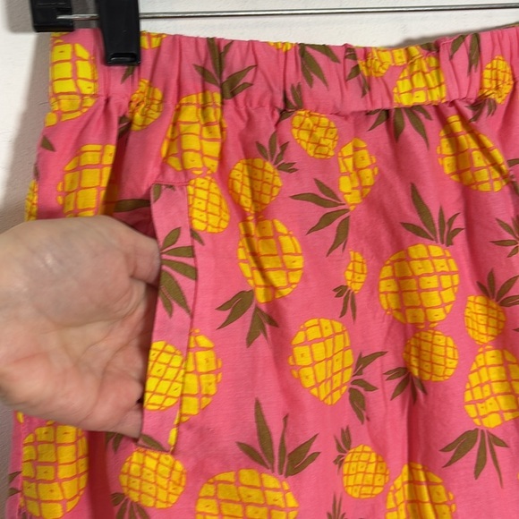 J Crew Mini Skirt Small Pink Yellow Pineapple Print Pull On Vacation Summer Cute - Picture 5 of 6